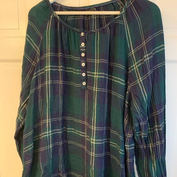 Blue and Green plaid top - Picture 1 of 6